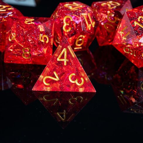 DND Dice Set Handmade 7 Accessories Sharp Edge Dice for Dungeons and Dragons TTRPG Games, Multi-Sided RPG Polyhedral Resin Sharp Edge Dice Roleplaying Games Shadowrun Pathfinder MTG in Kuwait