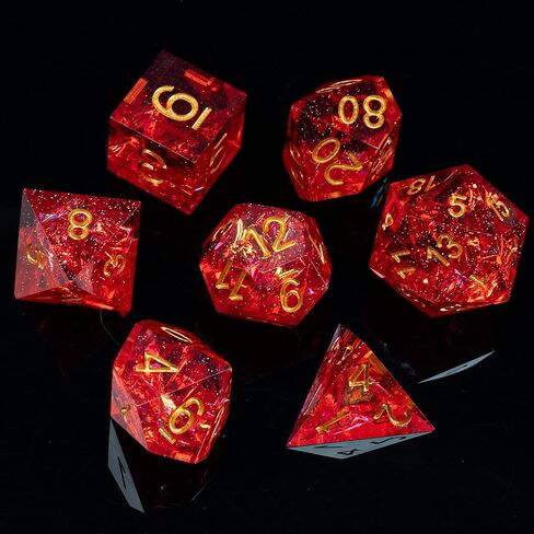 DND Dice Set Handmade 7 Accessories Sharp Edge Dice for Dungeons and Dragons TTRPG Games, Multi-Sided RPG Polyhedral Resin Sharp Edge Dice Roleplaying Games Shadowrun Pathfinder MTG in Kuwait