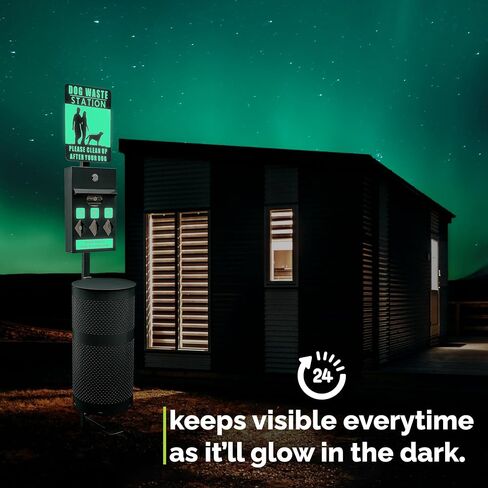 Hands-Free Dog Waste Station Outdoor with Pedal - Dog Waste Disposal System & Bag Dispenser for Park & Trails - Rust Proof Doggie Station - Night Glowing Sign | 800 Pet Waste Bags & 100 Can Liners in Saudi Arabia