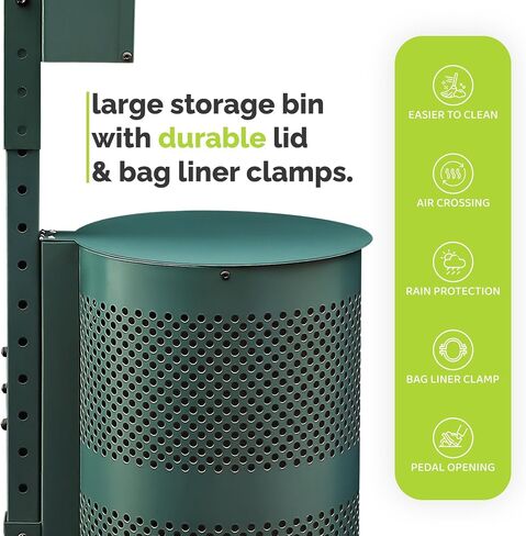 Hands-Free Dog Waste Station Outdoor with Pedal - Dog Waste Disposal System & Bag Dispenser for Park & Trails - Rust Proof Doggie Station - Night Glowing Sign | 800 Pet Waste Bags & 100 Can Liners in Saudi Arabia
