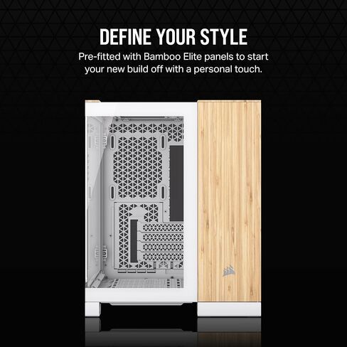 حافظة كمبيوتر CORSAIR 2500X Small-Tower mATX مزدوجة الغرفة - زجاج مقسّى بانورامي - متوافقة مع اللوحة الأم ذات التوصيل العكسي - لا تتضمن مراوح - أبيض/خشب الخيزران in Saudi Arabia