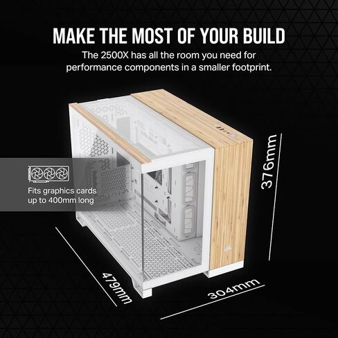 حافظة كمبيوتر CORSAIR 2500X Small-Tower mATX مزدوجة الغرفة - زجاج مقسّى بانورامي - متوافقة مع اللوحة الأم ذات التوصيل العكسي - لا تتضمن مراوح - أبيض/خشب الخيزران in Saudi Arabia