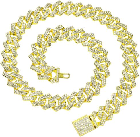 Gold Dog Chain Collar, Bling Diamond Cuban Link Puppy Collars Glitter Rhinestone Cat Collar for Small Medium Large Pet Dogs, 8-Inch in Kuwait