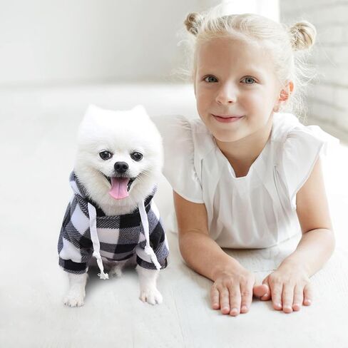 كلب هوديي منقوشة ملابس الكلب البلوز جرو سترة لينة ناعم الصوف هوديس للكلاب مع جيب سحاب الكلب معطف الشتاء القطن الحيوانات الأليفة هوديي الكلاب الصغيرة الكبيرة XS in Kuwait