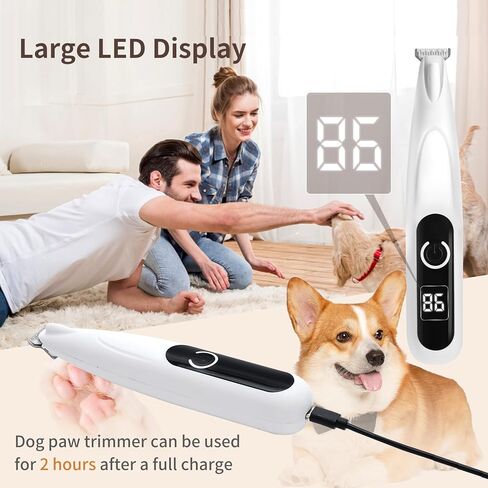 ZOOS ترقية ماكينة تشذيب مخالب الكلاب مع ضوء LED، ماكينة تشذيب شعر المخالب الكهربائية للكلاب، ضوضاء منخفضة، شاشة LED كبيرة، ماكينة تشذيب وسادة مخالب الحيوانات الأليفة الصغيرة اللاسلكية للكلاب والقطط وتشذيب الكفوف والعينين والأذنين والوجه والردف in Kuwait