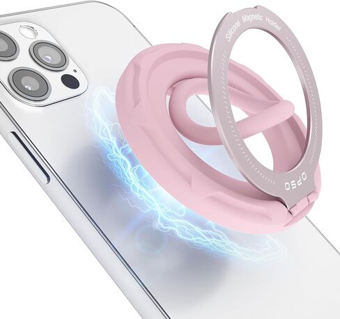 حامل حلقة هاتف مغناطيسي من OPSO لـ MagSafe، حامل حامل بحلقة إصبع من السيليكون يدور 360 درجة، مسند قابل للتعديل، متوافق مع iPhone 16 15 14 13 12/Pro/Max وSamsung وجميع الهواتف الذكية in Saudi Arabia