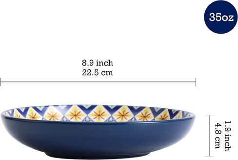 Bico Tunisian Ceramic 35oz Dinner Bowls, Set of 4, for Pasta, Salad, Cereal, Soup & Microwave & Dishwasher Safe in Kuwait