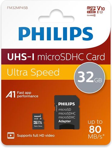PHILIPS 16GB Micro SDHC UHS-1 U1 & V10 Class 10 Flash Memory Card with Adapter in Saudi Arabia