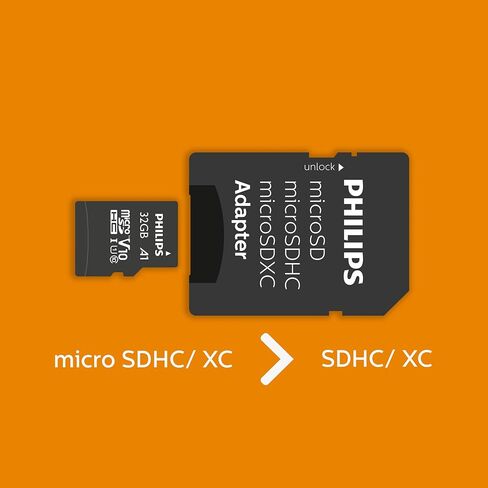 PHILIPS 16GB Micro SDHC UHS-1 U1 & V10 Class 10 Flash Memory Card with Adapter in Saudi Arabia