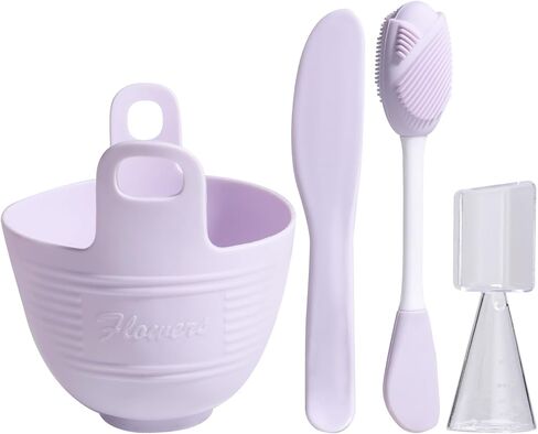 JPNK Facial Mask Bowl Set Bamboo, New DIY 6Pack DIY Clay Mask Mixing Kit with Mask Brushes and Bowl, Bamboo Mask Mixing Tools for Mixing Clay Mask DIY in Saudi Arabia