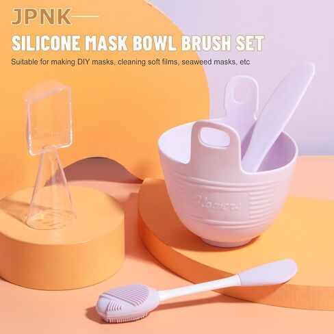 JPNK Facial Mask Bowl Set Bamboo, New DIY 6Pack DIY Clay Mask Mixing Kit with Mask Brushes and Bowl, Bamboo Mask Mixing Tools for Mixing Clay Mask DIY in Saudi Arabia