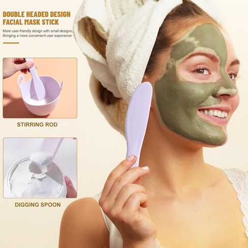 JPNK Facial Mask Bowl Set Bamboo, New DIY 6Pack DIY Clay Mask Mixing Kit with Mask Brushes and Bowl, Bamboo Mask Mixing Tools for Mixing Clay Mask DIY in Saudi Arabia