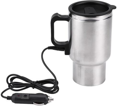 Electric Water Kettle, Duokon 12V Car 450ml Coffee Mug Electric In-car Stainless Steel Travel Heating Cup with Cigarette Lighter Cable in Saudi Arabia