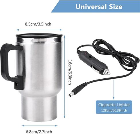 Electric Water Kettle, Duokon 12V Car 450ml Coffee Mug Electric In-car Stainless Steel Travel Heating Cup with Cigarette Lighter Cable in Saudi Arabia
