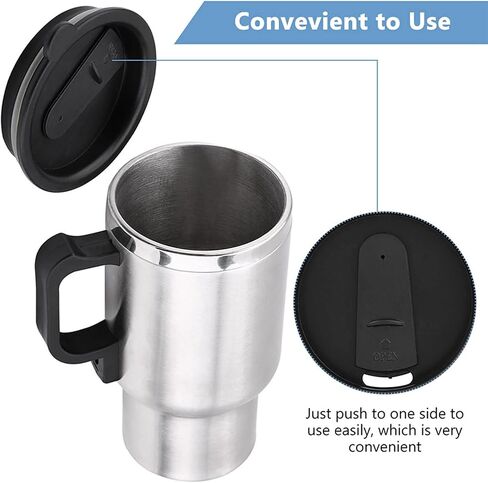 Electric Water Kettle, Duokon 12V Car 450ml Coffee Mug Electric In-car Stainless Steel Travel Heating Cup with Cigarette Lighter Cable in Saudi Arabia