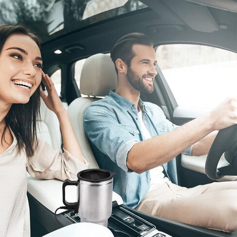 Electric Water Kettle, Duokon 12V Car 450ml Coffee Mug Electric In-car Stainless Steel Travel Heating Cup with Cigarette Lighter Cable in Saudi Arabia