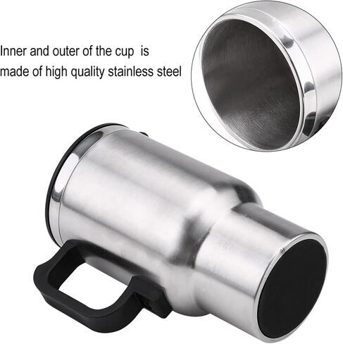 Electric Water Kettle, Duokon 12V Car 450ml Coffee Mug Electric In-car Stainless Steel Travel Heating Cup with Cigarette Lighter Cable in Saudi Arabia