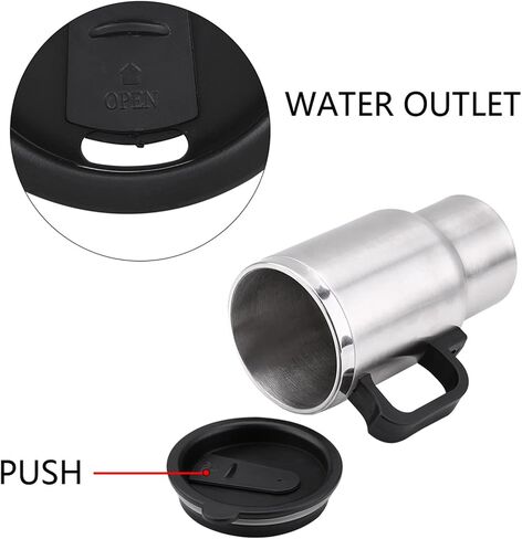 Electric Water Kettle, Duokon 12V Car 450ml Coffee Mug Electric In-car Stainless Steel Travel Heating Cup with Cigarette Lighter Cable in Saudi Arabia