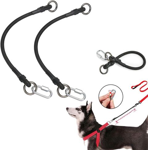 LogFaadCoi 2-Pack موسعات مقود الكلاب شديدة التحمل، ممتصة للصدمات، مشابك قفل أمان، مضادة للانفجار لتقليل إجهاد الظهر، متوافقة مع جميع الياقات والمقاود، مثالية للكلاب الصغيرة والكبيرة in Kuwait