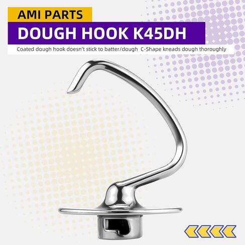 3 Pieces Stand Mixers Repair Set Stainless Steel for Kitchen Tilt-Head Stand Mixers K45DH Dough Hook K45B Coated Flat Blade Paddle K45WW Wire Whip Replace for Kitchen-aid Accessories by AMI PARTS in Kuwait