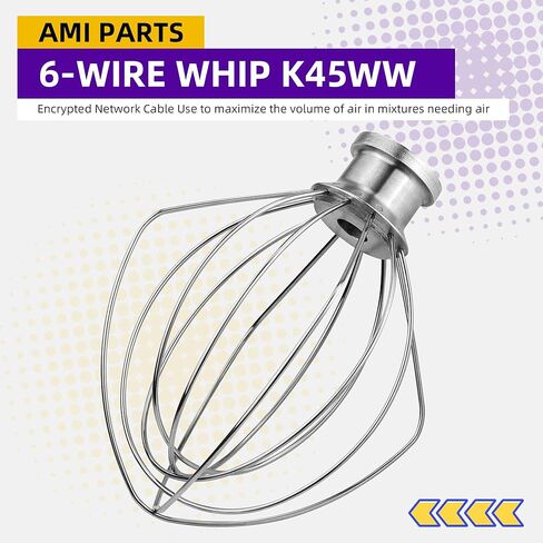 3 Pieces Stand Mixers Repair Set Stainless Steel for Kitchen Tilt-Head Stand Mixers K45DH Dough Hook K45B Coated Flat Blade Paddle K45WW Wire Whip Replace for Kitchen-aid Accessories by AMI PARTS in Kuwait