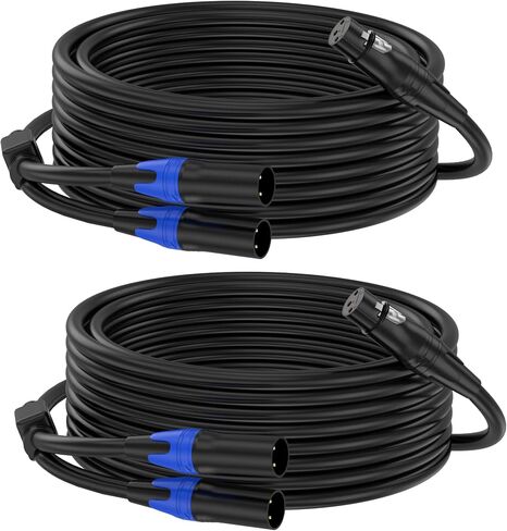 XLR Y Splitter Cable 2 Male to 1 Female, Microphone XLR Breakout Cable Balanced Left and Right Dual Male to Single Female, for Mixer/Speaker/MIC, 1FT-2Pack in Kuwait