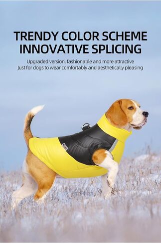 سترة للكلاب من PAWCHIC - معطف دافئ للكلاب - سترة للكلاب دافئة - سترة للكلاب - معاطف للكلاب - سترات للكلاب الكبيرة - معاطف للكلاب الصغيرة - معاطف للكلاب الصغيرة في الشتاء (أصفر، صغير) in Kuwait