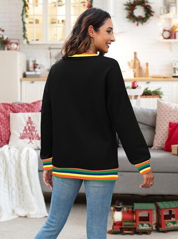 Merry And Bright Sweatshirt For Women Merry Christmas Sweatshirt Christmas Party Hoodie Sequin Long Sleeve Tops in Kuwait