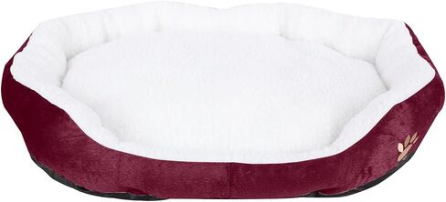 ShellKingdom Medium Dog Bed, Washable Pet Bed, Rectangle Warming Dog Bed for Dogs Up to 35lbs, 23.62 X 19.68INCH (Wine Red) in Saudi Arabia