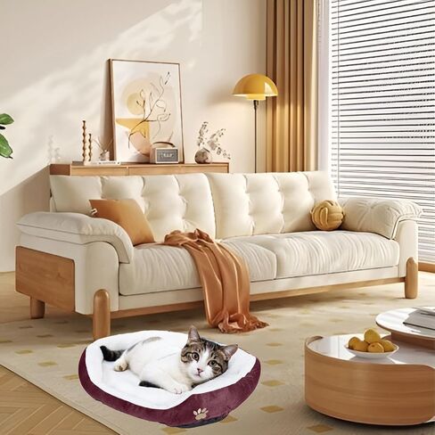 ShellKingdom Medium Dog Bed, Washable Pet Bed, Rectangle Warming Dog Bed for Dogs Up to 35lbs, 23.62 X 19.68INCH (Wine Red) in Saudi Arabia