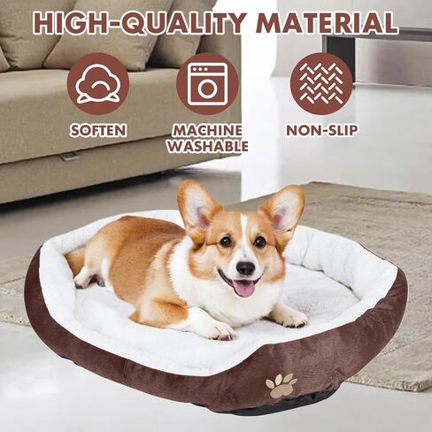 ShellKingdom Medium Dog Bed, Washable Pet Bed, Rectangle Warming Dog Bed for Dogs Up to 35lbs, 23.62 X 19.68INCH (Wine Red) in Saudi Arabia