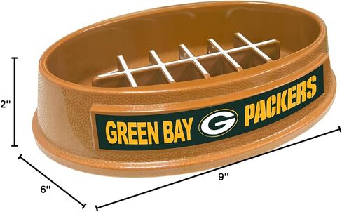 NFL Super-Bowl - وعاء الكلب ذو التغذية البطيئة من Green Bay Packers. وعاء القطط ذو تصميم كرة القدم البطيء من أجل الهضم الصحي. وعاء للحيوانات الأليفة غير قابل للانزلاق للكلاب والقطط الكبيرة والصغيرة in Kuwait