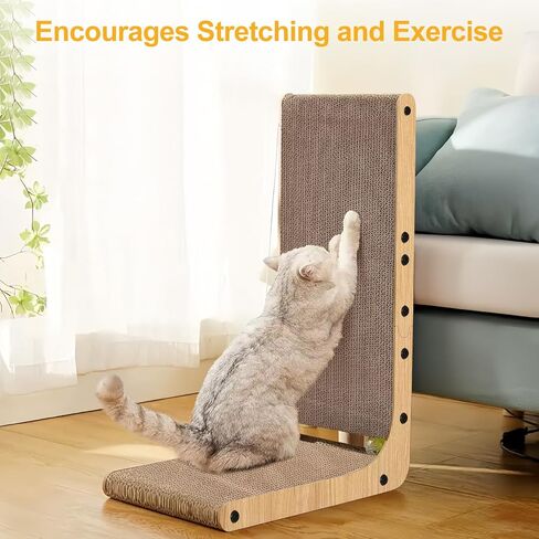 Cat Scratcher L Shape Large, 26.8 inch Cat Scratching Pad for Indoor Cats, Cardboard Cat Scratch Pad with Ball Toy in Kuwait