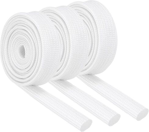 MECCANIXITY 3Pcs Wire Insulation Braid Fire Sleeve,9.8Ft-8mm ID White, High Temp Silicone Coated Fiberglass Sleeving for Automotive Hose Lines Electrical Wiring in Saudi Arabia