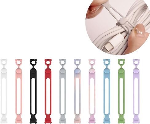 Gradient Silicone Zip Ties Large Rubber Bands Cord Organizer Cable Management for Phone Charger Wire Usb Cable Ties for Office Desk Kitchen Appliances Car Cord Home Organization Travel Essentials in Saudi Arabia