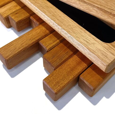 Wooden Coat Rack Wall Mounted Sticks Multi Rack Solid Handmade Natural Walnut Wood Artwork with 7 Flip-Down Unique Modern Hooks for Coats Bag Hat Umbrella in Saudi Arabia