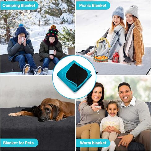 Preboun 4 Pack Large Waterproof Stadium Blanket Bulk 55x78 Inch Thick Warm Fleece Camping Blanket Windproof Picnic Blankets for Homelss Donations Cold Weather Football Games Concert Beach Outdoor in Saudi Arabia