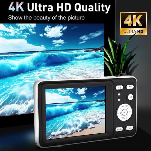 كاميرا رقمية، كاميرا UHD 64MP 4K مع خاصية التركيز التلقائي ومضادة للاهتزاز وتقريب رقمي 18X، تتميز الكاميرات الرقمية Point and Shoot بتصميم ثنائي العدسات - عدسة بزاوية واسعة للغاية 120 درجة وعدسة قياسية 60 درجة مع بطاقة 32 جيجابايت in Saudi Arabia