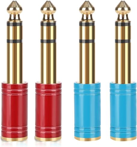 RCA to 1/4 Adapter 4 Pack, GOSYSONG 24K Gold Plated 1/4 inch to RCA Female Mono Audio Connecto(Blue*2+Red*2) in Saudi Arabia