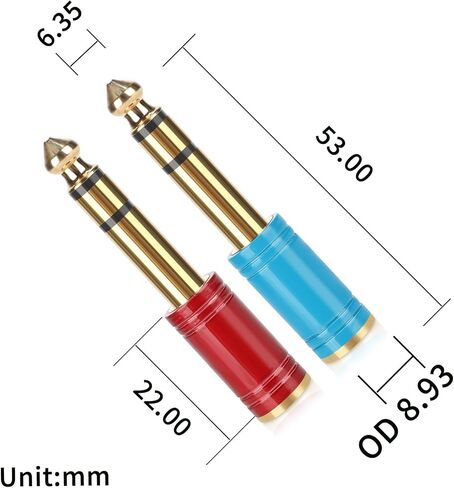 RCA to 1/4 Adapter 4 Pack, GOSYSONG 24K Gold Plated 1/4 inch to RCA Female Mono Audio Connecto(Blue*2+Red*2) in Saudi Arabia