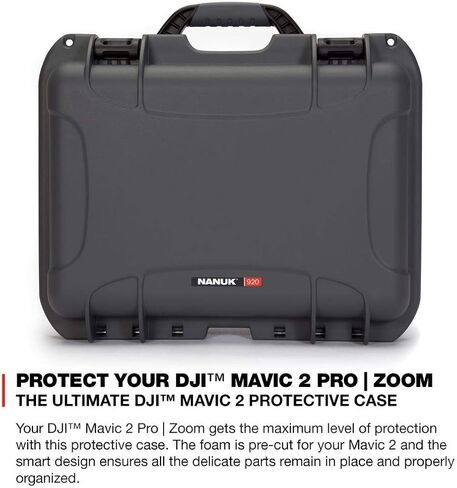 حقيبة حمل Nanuk 920 صلبة مع حشوة إسفنجية لـ DJI Mavic 2 Pro وZoom، جرافيت in Kuwait