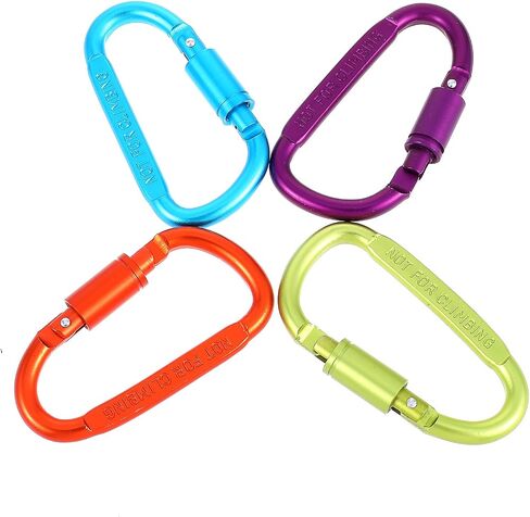 4 Pack D Shape Buckle Carabiner Clip, 3" Aluminum Carabiner Pack, Spring Hook Snap Fasteners Sport Accessories for Outdoor Camping Hiking in Saudi Arabia