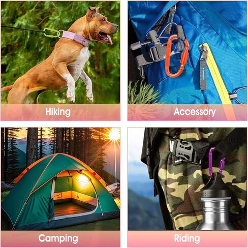 4 Pack D Shape Buckle Carabiner Clip, 3" Aluminum Carabiner Pack, Spring Hook Snap Fasteners Sport Accessories for Outdoor Camping Hiking in Saudi Arabia