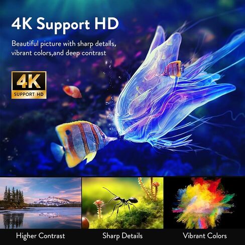 جهاز عرض مزود بواي فاي وبلوتوث، جهاز عرض خارجي صغير، جهاز عرض أفلام محمول 1080P 4K، جهاز عرض هاتف متوافق مع Android/iOS/Windows/TV Stick/HDMI/USB in Saudi Arabia