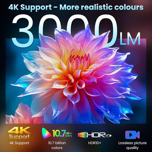 [Built-in App] Projector 4K Upgraded Native 1920*1080P 36W Speakers Dolby Atmos WiFi6 Bluetooth 5.2 Voice Asst Auto Keystone Motorised Focus HDMI/TV Stick/TV Box/USB/PS5, with HDMI Cable & Mouse in Saudi Arabia
