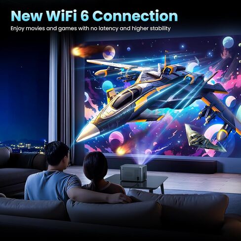 [Built-in App] Projector 4K Upgraded Native 1920*1080P 36W Speakers Dolby Atmos WiFi6 Bluetooth 5.2 Voice Asst Auto Keystone Motorised Focus HDMI/TV Stick/TV Box/USB/PS5, with HDMI Cable & Mouse in Saudi Arabia