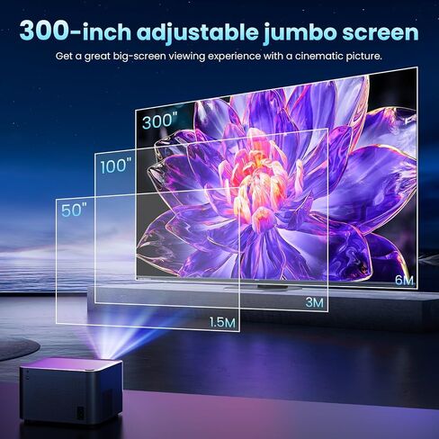 [Built-in App] Projector 4K Upgraded Native 1920*1080P 36W Speakers Dolby Atmos WiFi6 Bluetooth 5.2 Voice Asst Auto Keystone Motorised Focus HDMI/TV Stick/TV Box/USB/PS5, with HDMI Cable & Mouse in Saudi Arabia