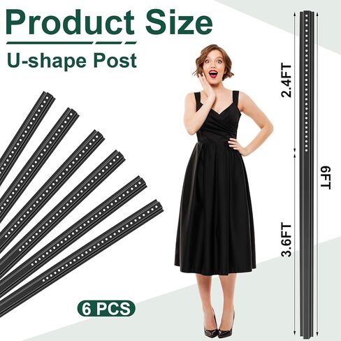 Gisafai 6 Pack 6ft U Channel Sign 3.1in x 6ft Post Post فولاذ طويل القامة مع طلاء مجلفن شديد التحمل علامة معدنية مع ثقوب محفورة مسبقًا لسهولة تركيب علامتك (فضي) in Saudi Arabia