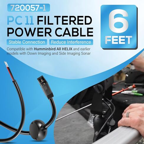 كابل الطاقة المفلتر PC 11 720057-1 مناسب لـ Humminbird All Helix 8/9/10/12/15، سلسلة 800/900/1100، 797، 798 (6 أقدام، مقاوم للماء) in Saudi Arabia
