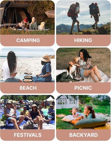 بطانية صوف خارجية مضادة للماء للسفر - بطانية دافئة باللونين الأخضر/الأبيض - سجادة خارجية من الصوف مزدوجة الجوانب مع حقيبة للتخييم والنزهات والشواطئ والملاعب in Kuwait